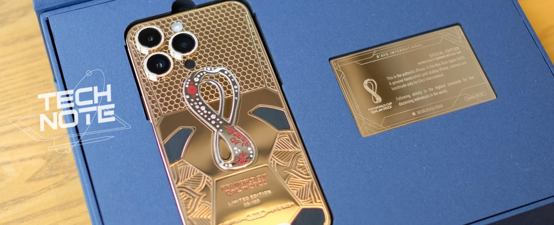 Cận cảnh iPhone 14 Pro Max bản mạ vàng và kim cương dành cho World Cup 2022